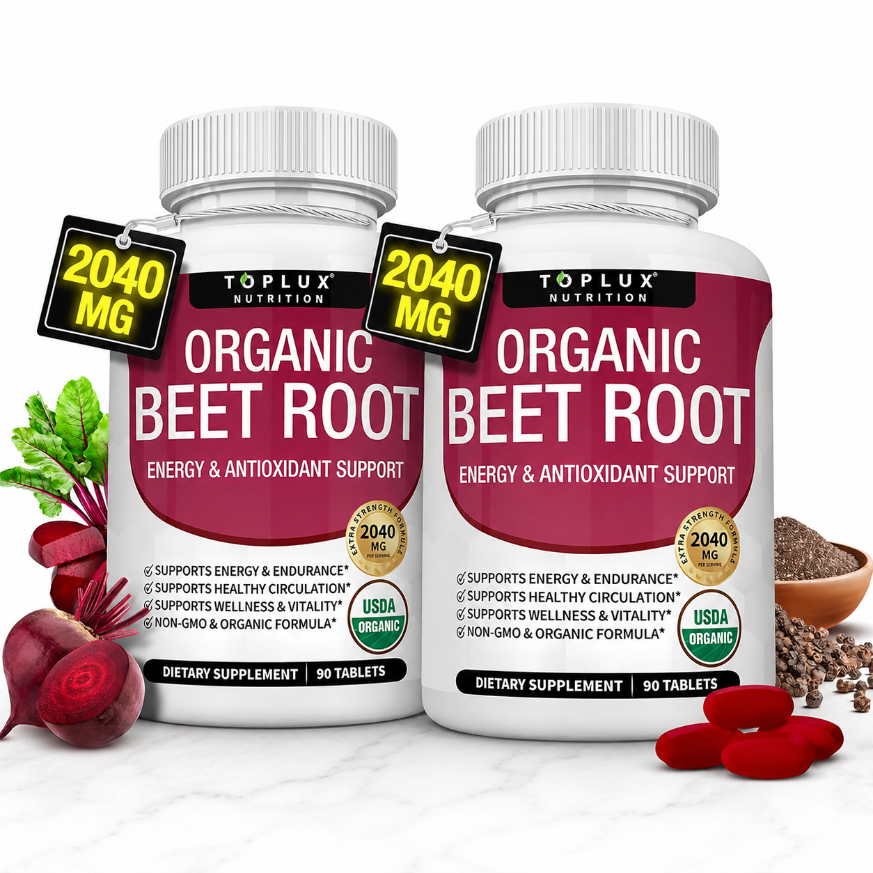 2x1 Organic Beet Root | 60 Cápsulas