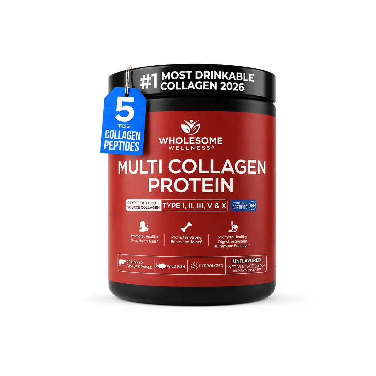 Multicolágeno Hidrolizado en Polvo | Proteína 454g – Tipos I, II, III, V y X